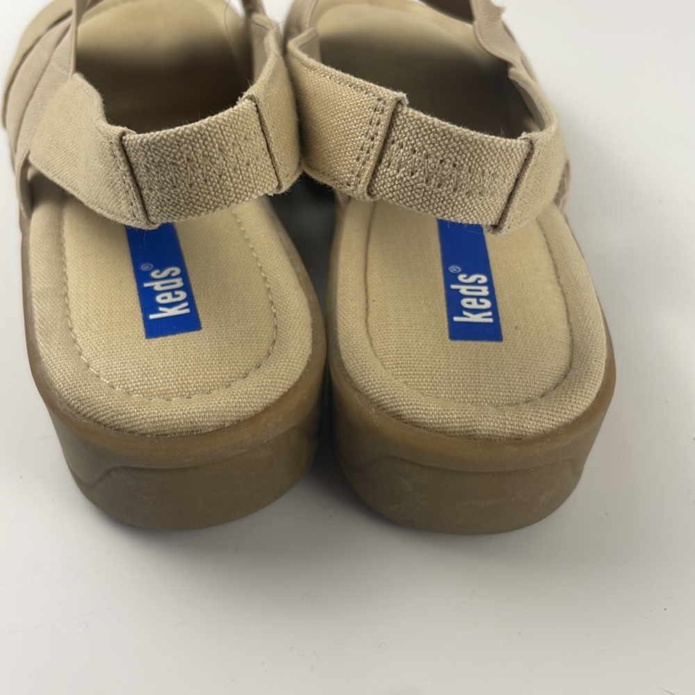 Keds | Beige Canvas Open Toe Slip On Sling Back Comfort Sandal Shoe Size 8 - Picture 6 of 9